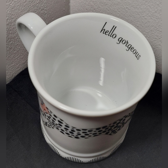 Hello Gorgeous Coffee Mug Cheetah Black & White with Pink Bow - Picture 9 of 12
